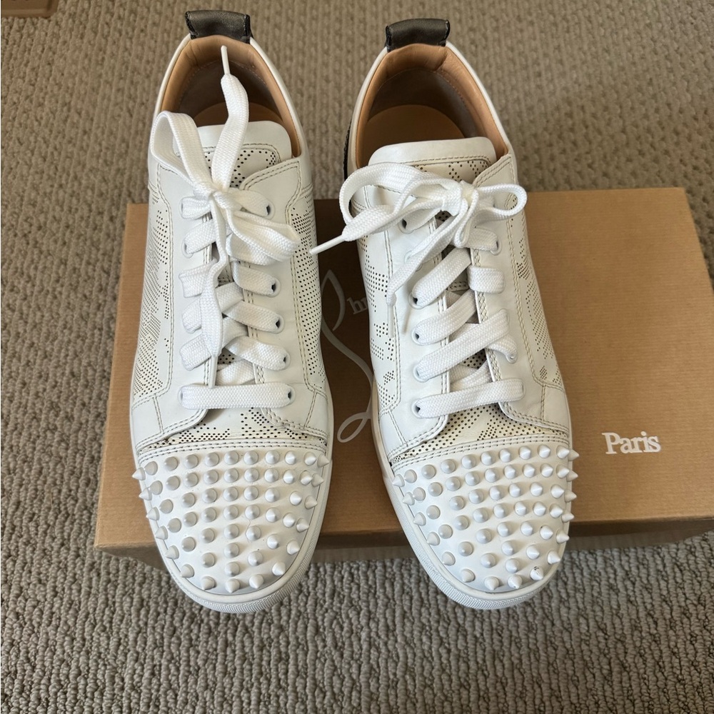 Christian Louboutin White Spiked Sneakers